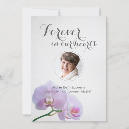 Orchids Memorial Thank You Card with Photo