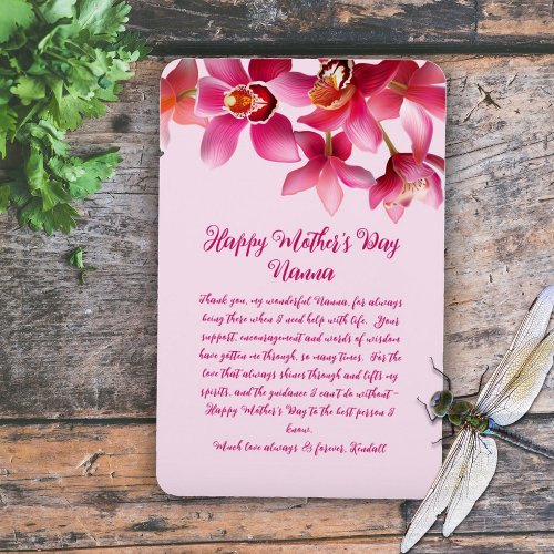 Orchids Mothers Day Thank You Pink Message Magnet
