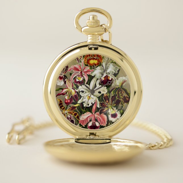 Orchids, Orchideae Denusblumen Ernst Haeckel Pocket Watch (Inside)