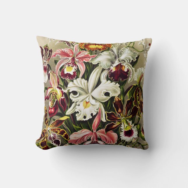 Orchids, Orchideae Denusblumen Ernst Haeckel  Throw Pillow (Front)