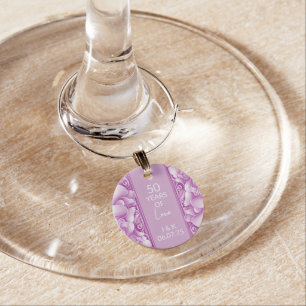 Orchids Ornate Wedding Anniversary Wine Charm
