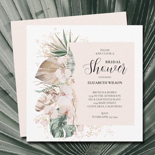 Orchids Palms Boho Bridal Shower Invitation