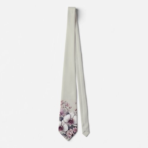  Orchids Pattern Neck Tie