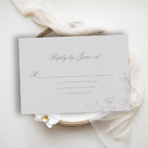 Orchids Reverie 2 Ivory Formal Traditional Wedding RSVP Card