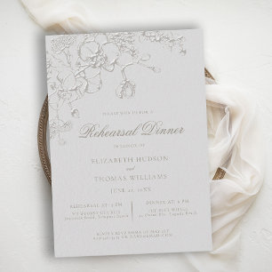 Orchids Reverie Ivory Formal Rehearsal Dinner Invitation