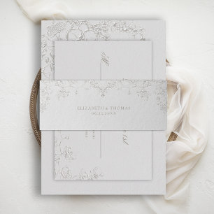 Orchids Reverie Ivory Formal Traditional Wedding Invitation Belly Band