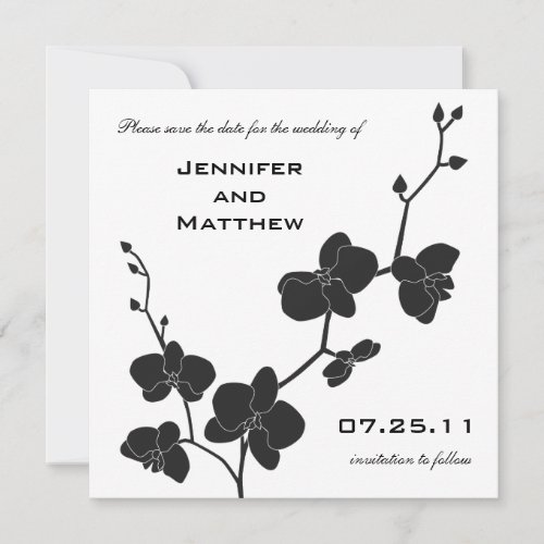 Orchids Save the Date _ Black and White