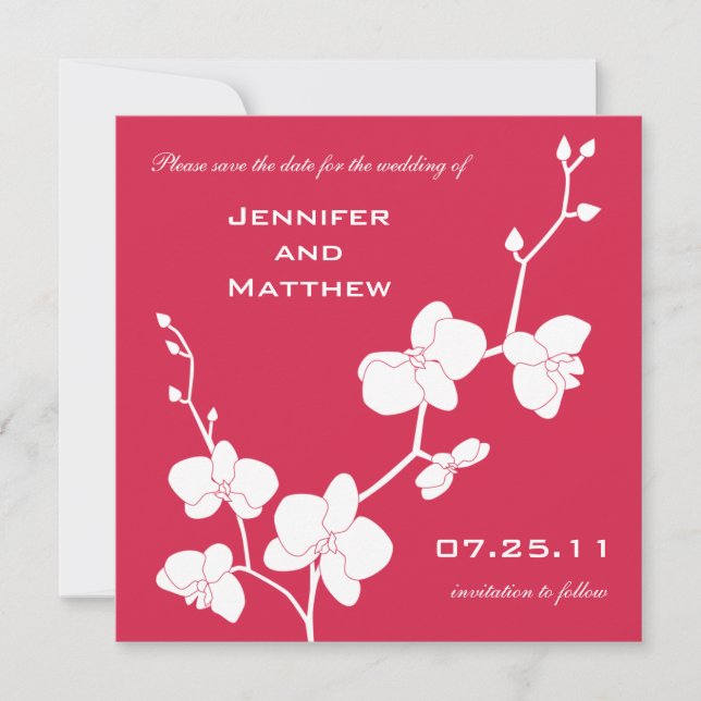 Orchids Save the Date - Red and White (Front)