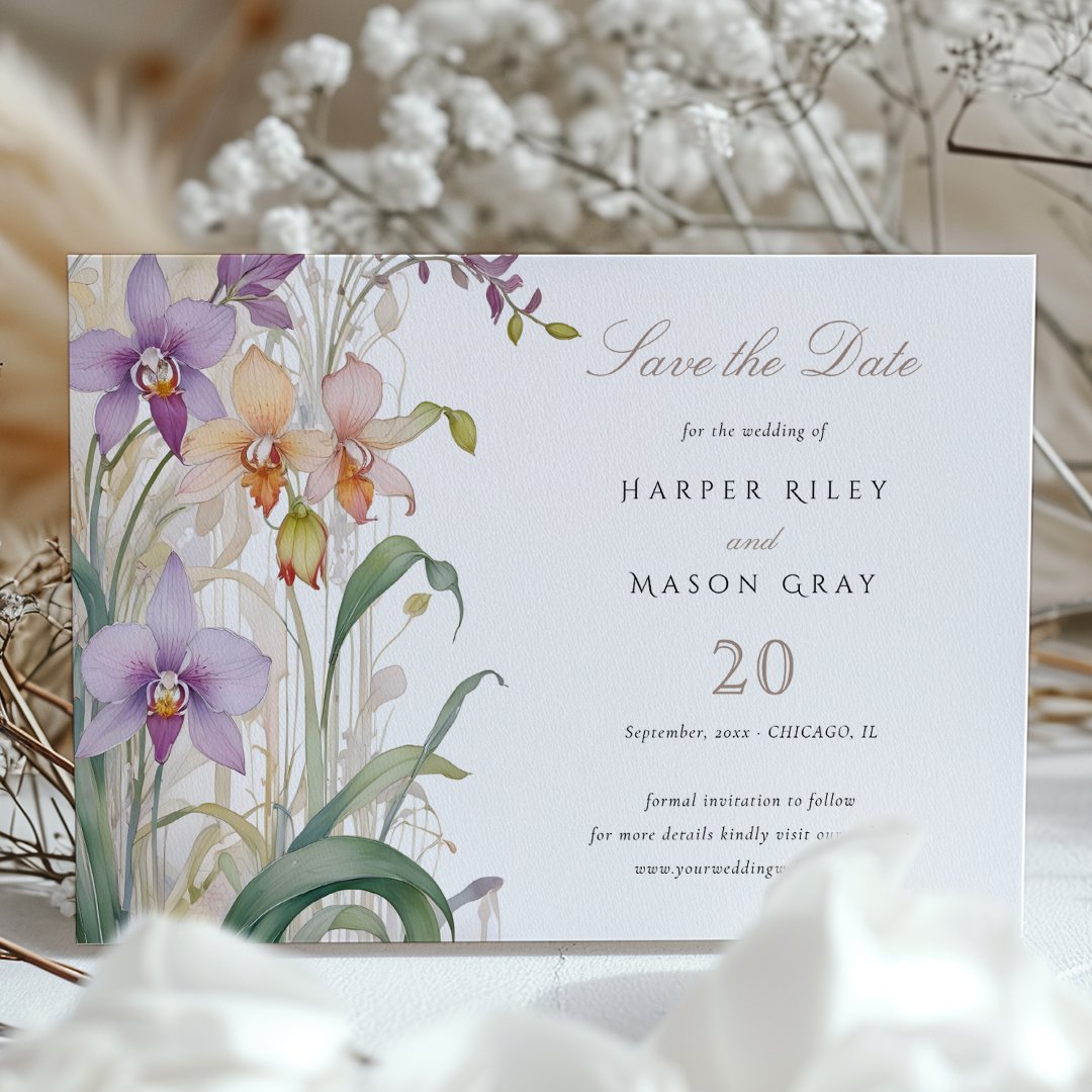 Orchids Save the Date Wedding Invitation