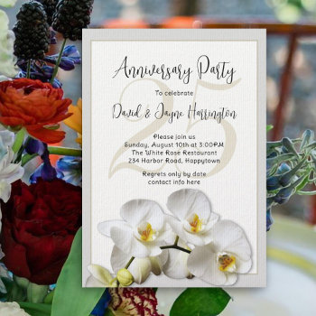 Orchids Silver Anniversary Party Invitation by sandpiperWedding at Zazzle