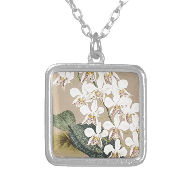 Orchids Silver Plated Necklace (Front)