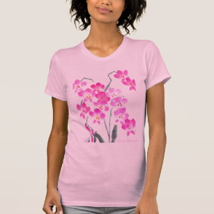 Orchids abstract line art design t-shirt