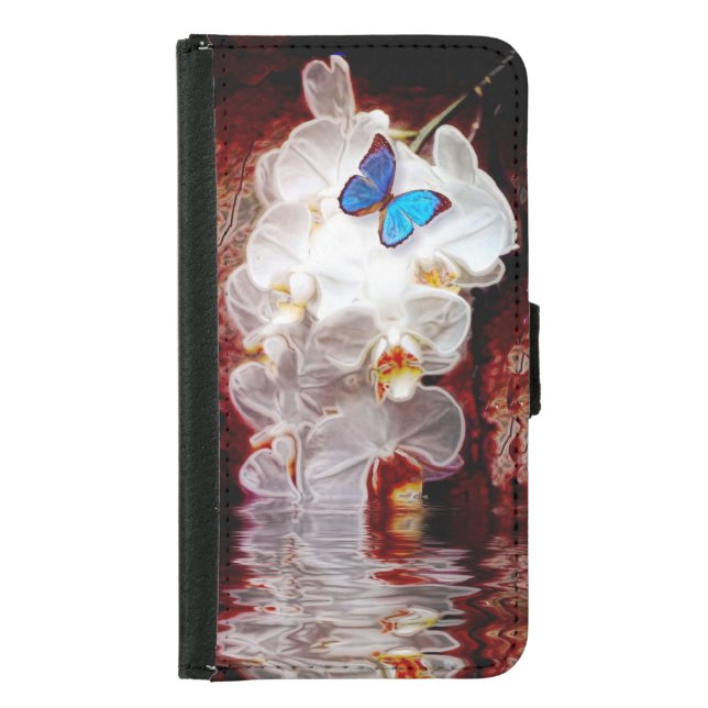 Orchids & the Blue Butterfly  Samsung Galaxy Wallet Case (Front)