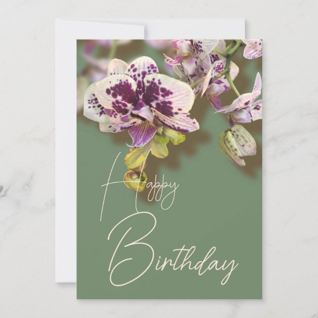 Orchids Tropical Floral Happy Birthday   Holiday Card (Front)