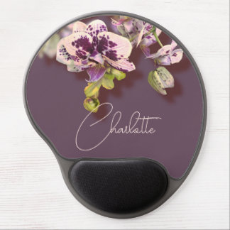 Orchids Tropical Flowers Custom Name Gel Mouse Pad