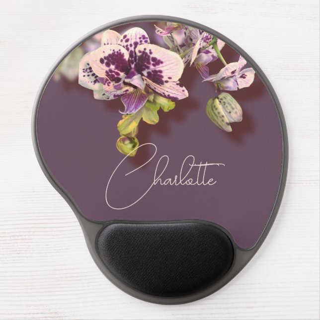 Orchids Tropical Flowers Custom Name    Gel Mouse Pad (Front)