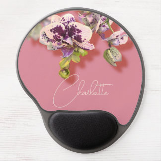 Orchids Tropical Flowers Custom Name Gel Mouse Pad
