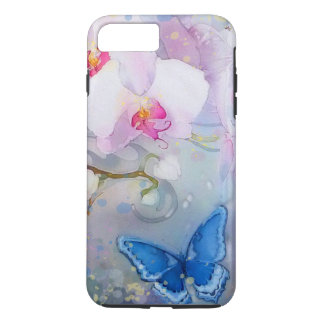 Orchids Watercolor White Lavender Blue Butterfly iPhone 8 Plus/7 Plus Case