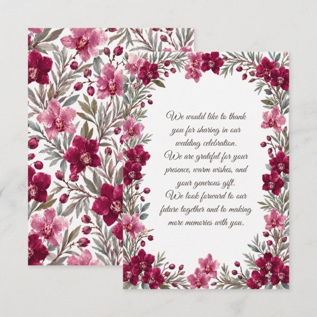 Orchids Wedding Note Card (Front/Back)
