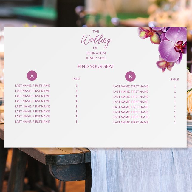 Orchids Wedding Seating Chart Foam Board (Creator Uploaded)