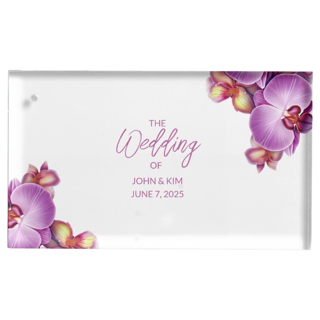Orchids Wedding Table Card Holder (Front)