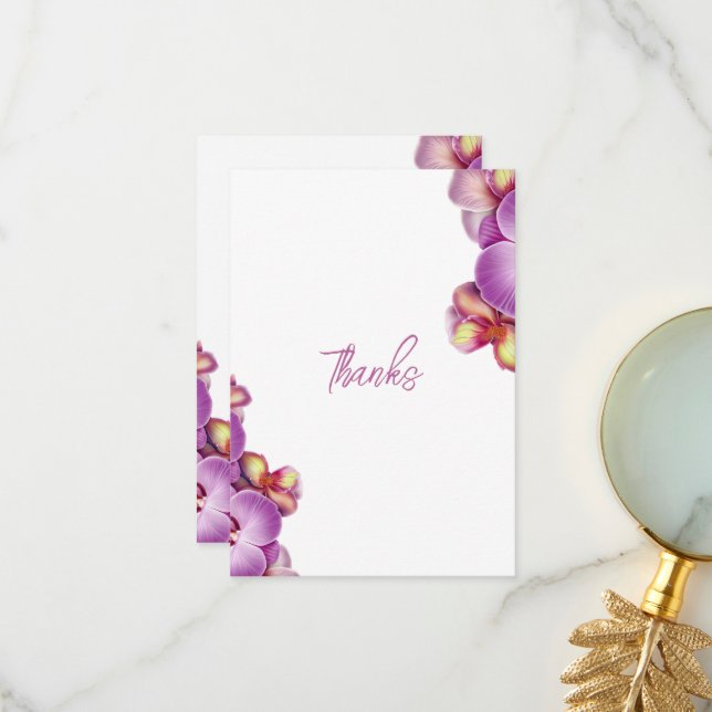 Orchids Wedding Thank You Card (Front/Back In Situ)