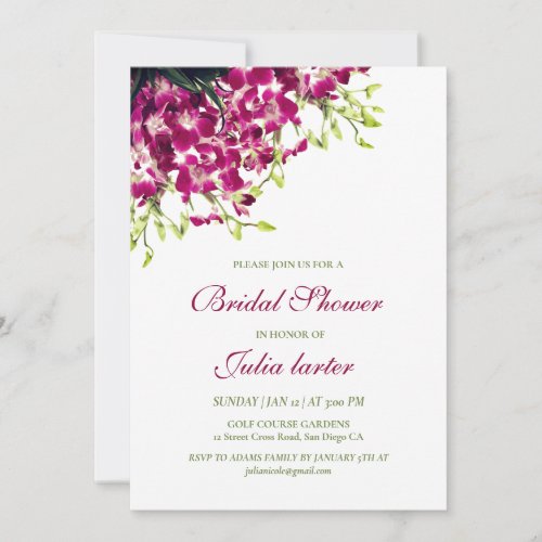Orchids Wild Botanical Flowers Bridal Shower Invitation