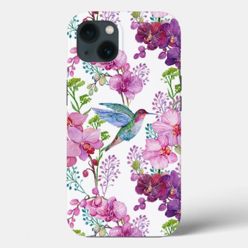 Orchids With Hummingbird  iPhone 13 Case