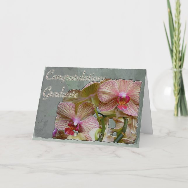 Orchids Young Woman Graduation Congratulations Card (Front)