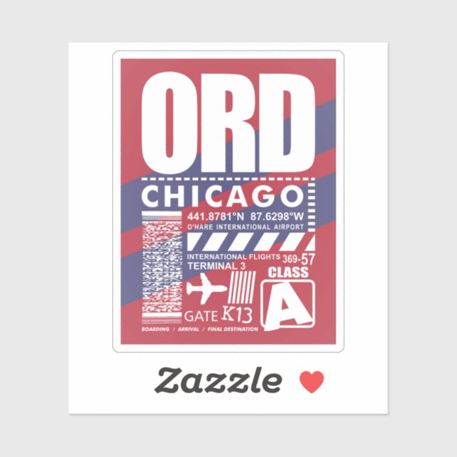 ORD Airport Chicago  Sticker (Sheet)