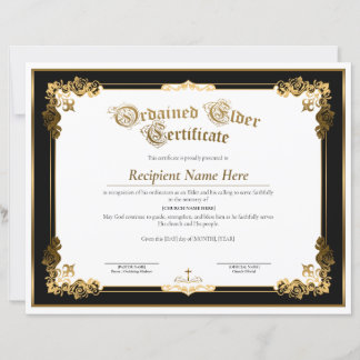 Ordained Elder Certificate, Elder Ordination