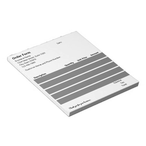 Order Form Black and White Simple Business Notepad