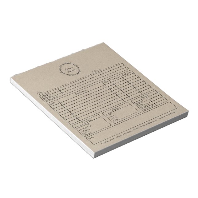 Order form rustic notepad (Angled)