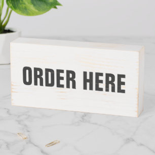 Order here wooden box sign for restaurant