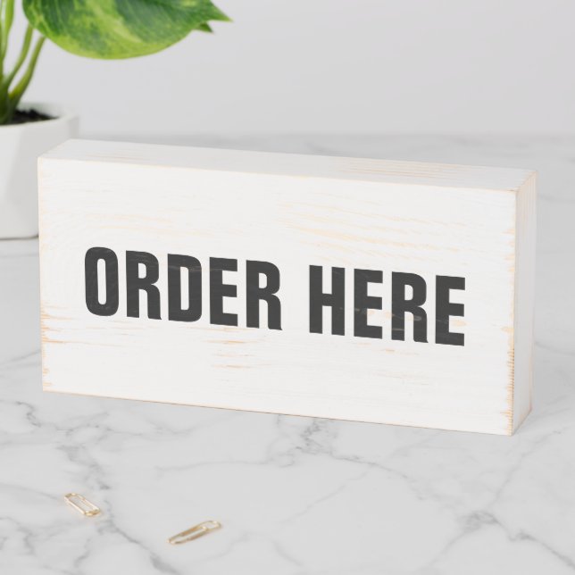 Order here wooden box sign for restaurant  (In Situ Horizontal)