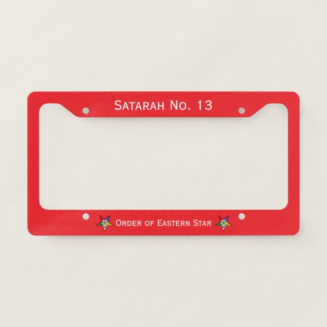 Order of Eastern Star License Plate Frame Gift OES (Front)