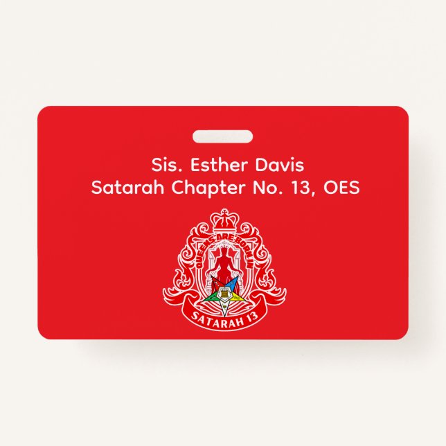 Order of Eastern Star (OES) Name Badge (Front)