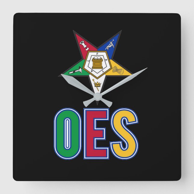 Order Of Eastern Star Square Wall Clock (Front)