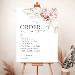 Order of Events Elegant Blush Pink Dusty Rose  Foam Board
