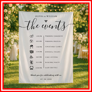 Order of Events Elegant Wedding Welcome Backdrop