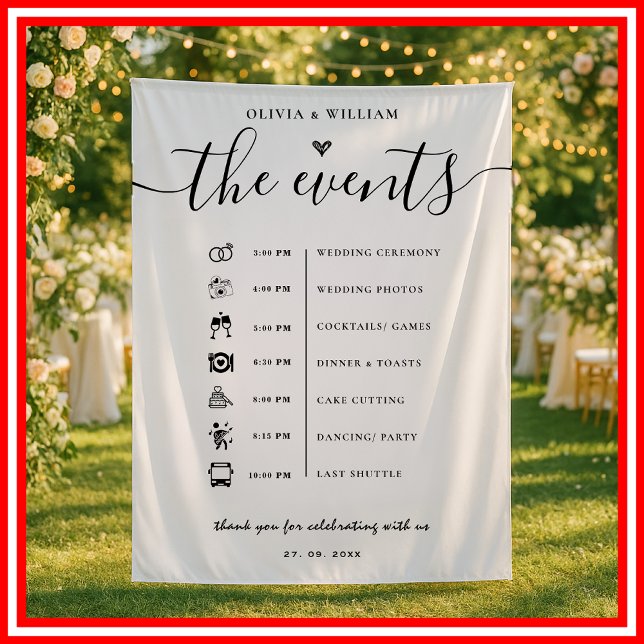 Order of Events Elegant Wedding Welcome Backdrop (Creator Uploaded)