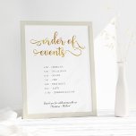 "Order of events" Gold timeline Wedding Sign<br><div class="desc">Order of events wedding sign for your gold and white trendy wedding reception. Please scroll down to view matching products you may enjoy.</div>