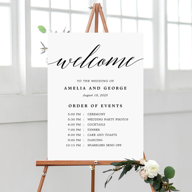 Order of Events Sign EDITABLE COLOR Modern Script