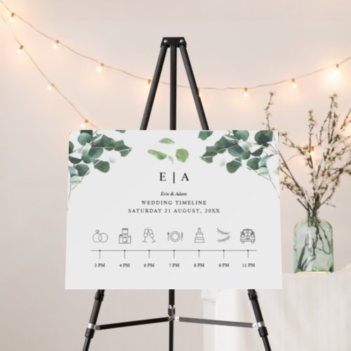 Order of Events Timeline Greenery Wedding Sign 