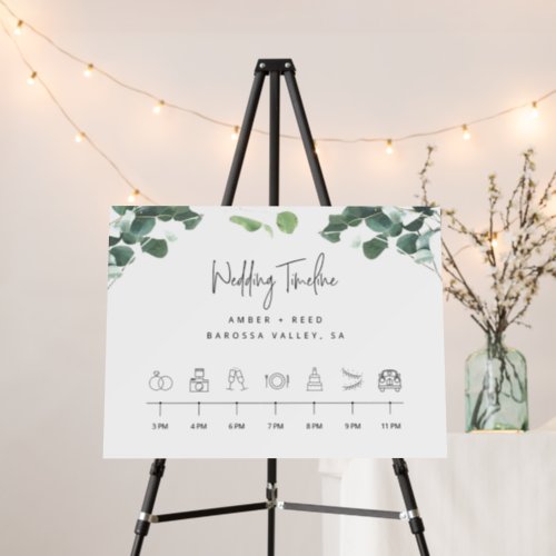 Order of Events Timeline Greenery Wedding Sign 