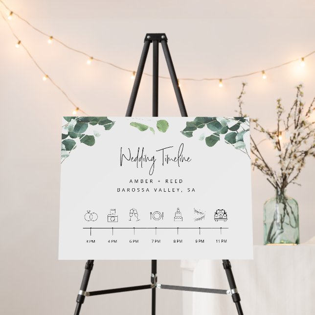 Order of Events Timeline Greenery Wedding Sign  (In Situ (Stand))