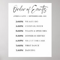 Order of Events Wedding Day Schedule Poster