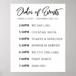 Order of Events Wedding Day Schedule Poster<br><div class="desc">This wedding poster is the perfect way to let your guests know the timeline for your wedding day.</div>