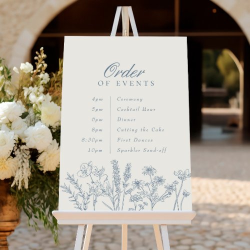 Order of Events Wedding Periwinkle Blue Wildflower Poster