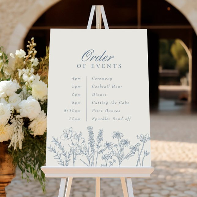 Order of Events Wedding Periwinkle Blue Wildflower Poster (Creator Uploaded)